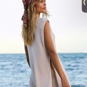 $78 Free People Beach Miranda Sweater Set Tunic Cover Up Wet Plaster Women's Med